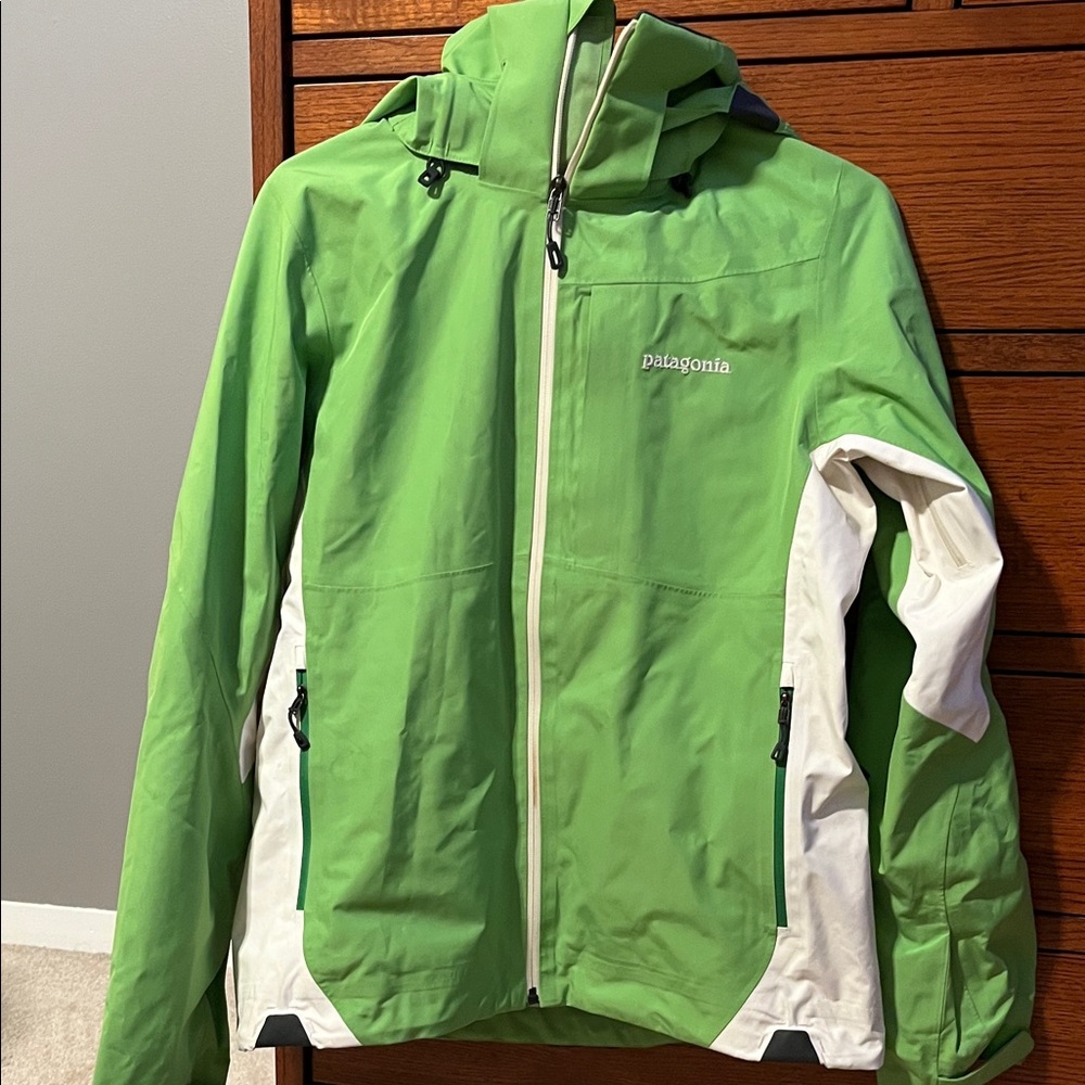 Patagonia Vibrant Green and White Ski Jacket